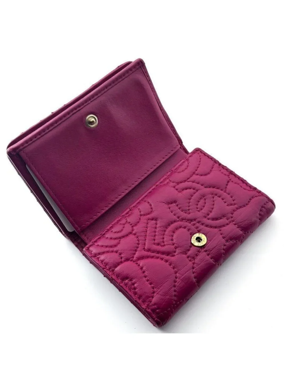 Chanel Wallet Camellia No 5 Stitch Trifold Compact